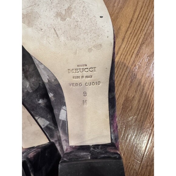 Sesto Meucci Mietta Floral Velvet Block Heel Pumps Heels Size 9 Made In Italy - Picture 6 of 8